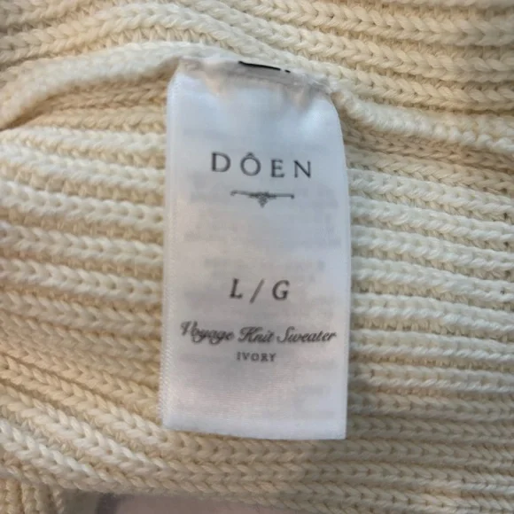 Doen Voyage Sweater NWT Cream Sailor Collar Cotton Wool Blend L - Picture 9 of 10